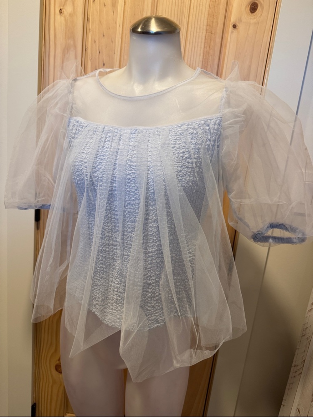 Anthropologie Sheer Puff-Sleeve Top